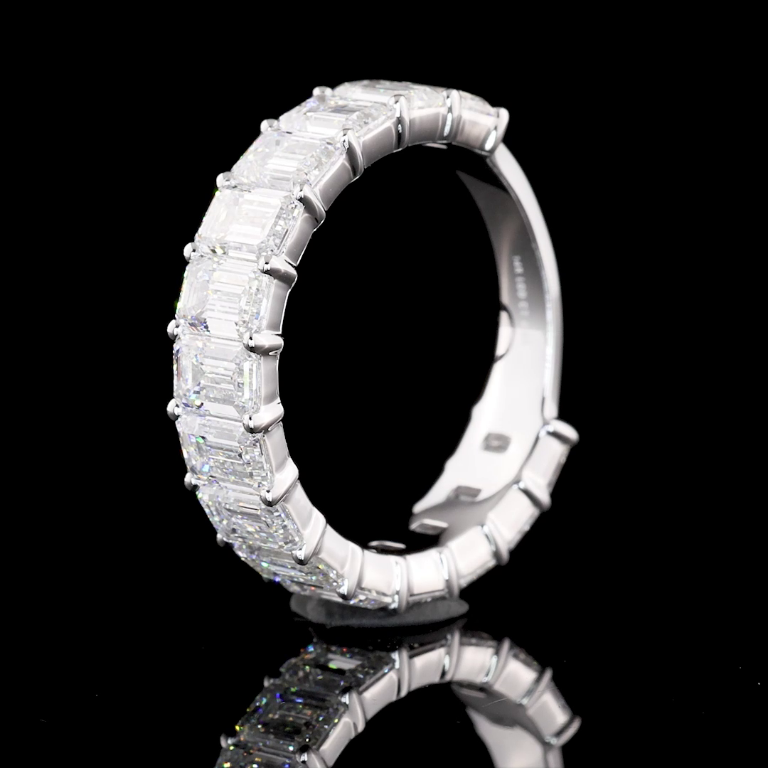 2.05 CTTW Emerald Lab Diamond 3/4 Eternity Band Sz. 6.5 14k White Gold E Color and VVS2 Clarity jewelry-spot-usa