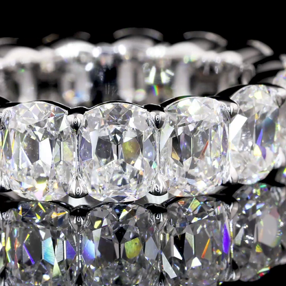 7.90 CTTW Antique Cushion Lab Grown Diamond Full Eternity Sz. 6.5 (F Color and VS1 Clarity)