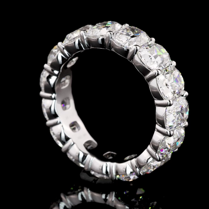 7.90 CTTW Antique Cushion Lab Grown Diamond Full Eternity Sz. 6.5 (F Color and VS1 Clarity)