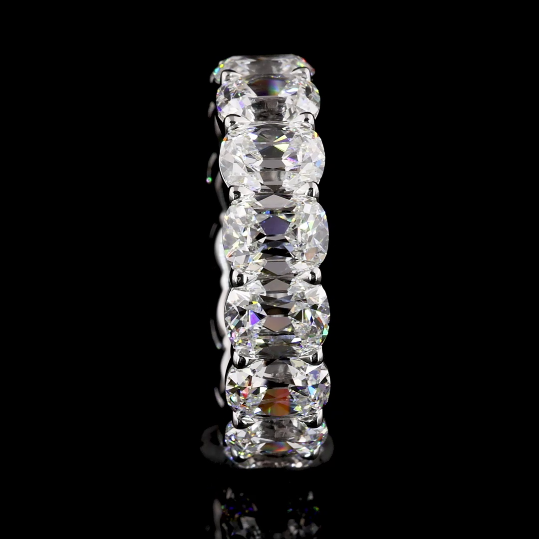7.90 CTTW Antique Cushion Lab Grown Diamond Full Eternity Sz. 6.5 (F Color and VS1 Clarity)