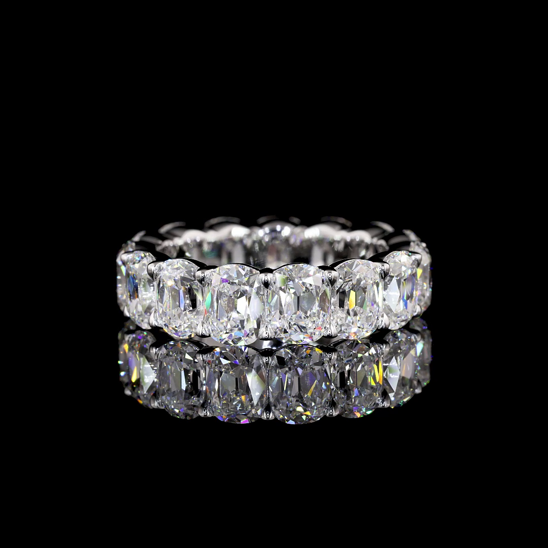 7.90 CTTW Antique Cushion Lab Grown Diamond Full Eternity Sz. 6.5 (F Color and VS1 Clarity)