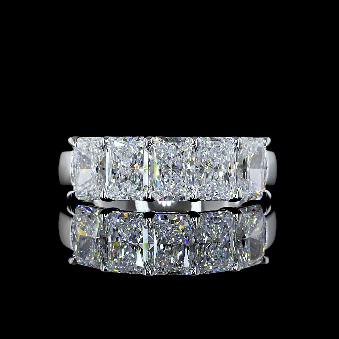 2.86 CTTW Radiant Lab Diamond 5 Stones Eternity Band (E Color and VS Clarity)