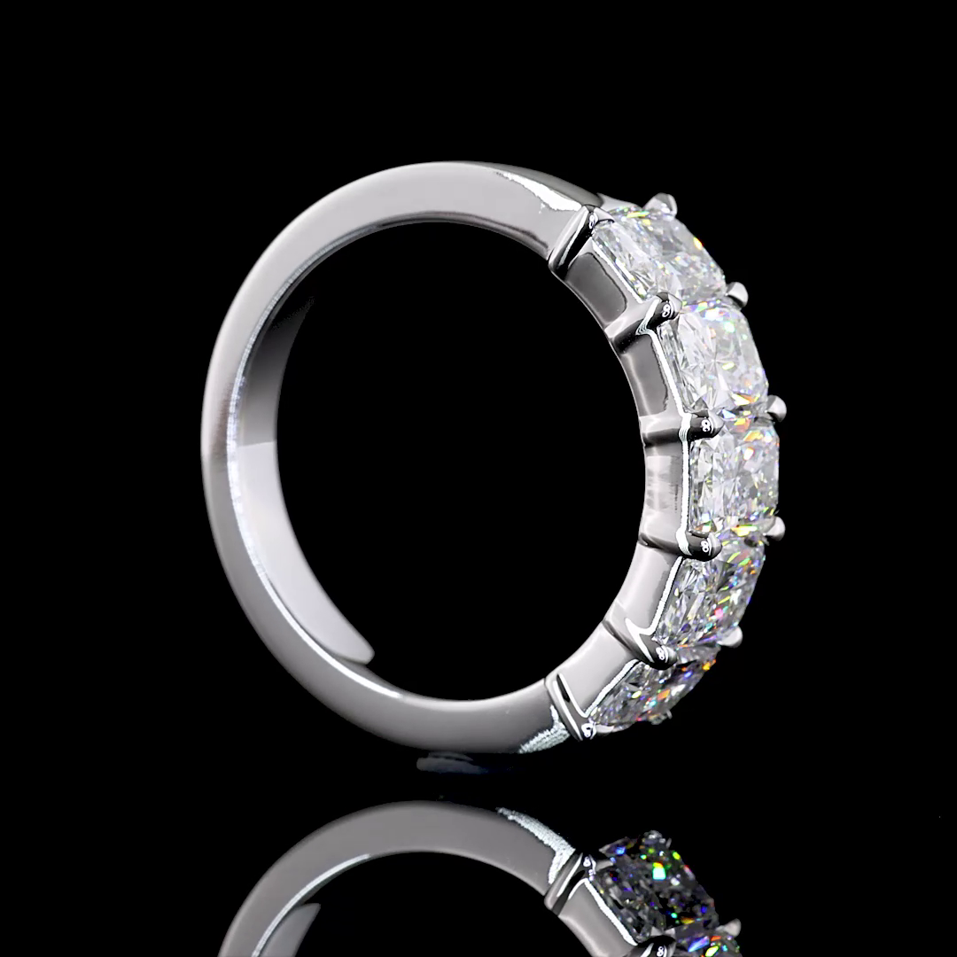 2.86 CTTW Radiant Lab Diamond 5 Stones Eternity Band (E Color and VS Clarity)