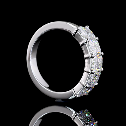 2.86 CTTW Radiant Lab Diamond 5 Stones Eternity Band (E Color and VS Clarity)