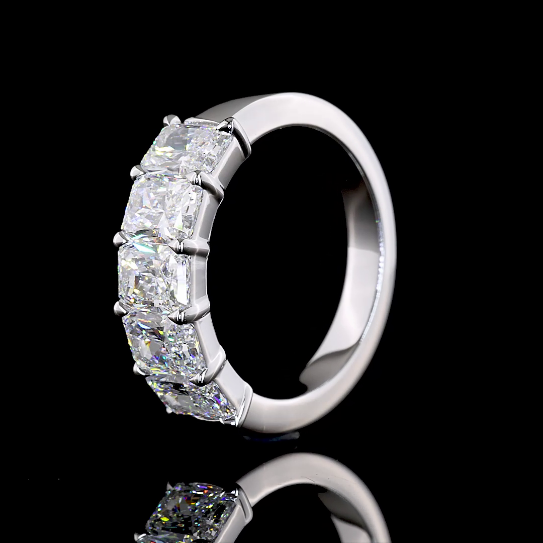 2.86 CTTW Radiant Lab Diamond 5 Stones Eternity Band (E Color and VS Clarity)