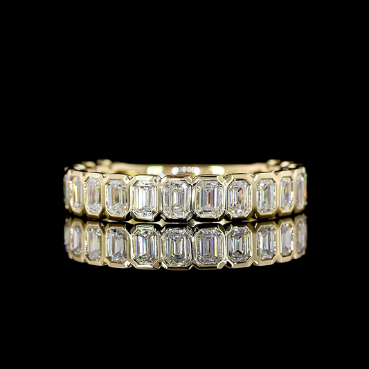 0.96 CTTW Emerald Lab Diamond 3/4 Eternity Band (E Color and VS Clarity)