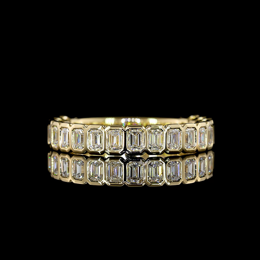 1.34 CTTW Emerald Lab Diamond 3/4 Eternity Band (E Color and VS Clarity)