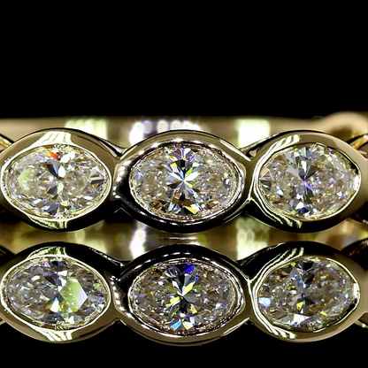 0.91 CTTW Oval Lab Diamond 3/4 Eternity Band (E Color and VS Clarity)