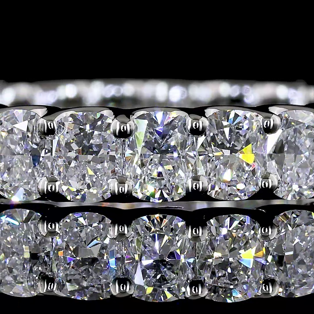 2.13 CTTW Cushion Brilliant Lab Grown Diamond Full Eternity Sz. 4 (E Color and VS Clarity)