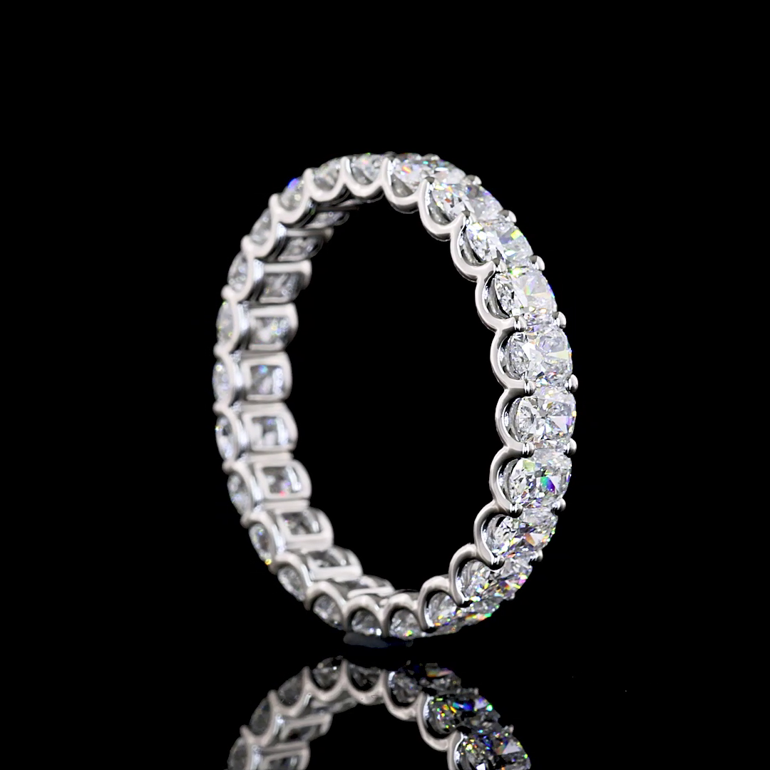 2.91 CTTW Cushion Brilliant Lab Grown Diamond Full Eternity Sz. 7.5 (E Color and VS Clarity)