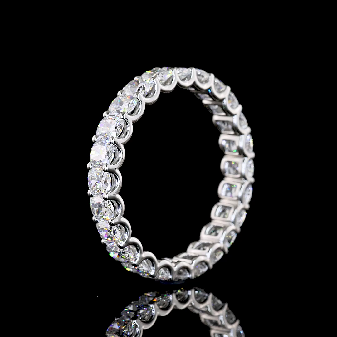 2.91 CTTW Cushion Brilliant Lab Grown Diamond Full Eternity Sz. 7.5 (E Color and VS Clarity)