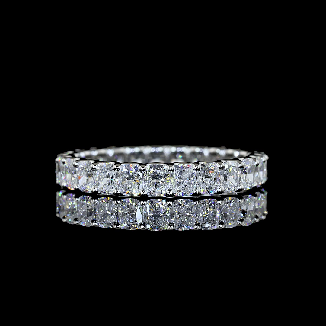 2.73 CTTW Cushion Brilliant Lab Grown Diamond Full Eternity Sz. 8 (E Color and VS Clarity)