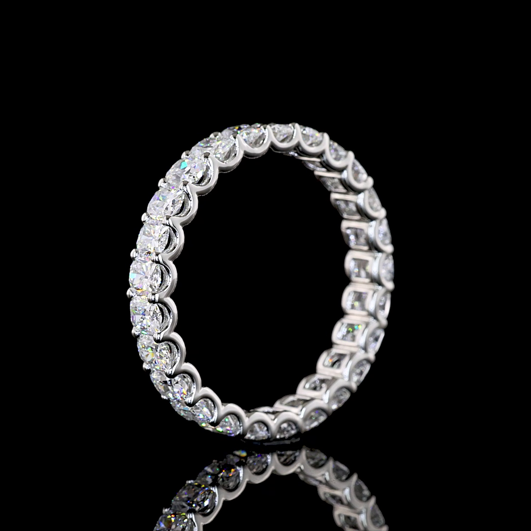2.73 CTTW Cushion Brilliant Lab Grown Diamond Full Eternity Sz. 8 (E Color and VS Clarity)