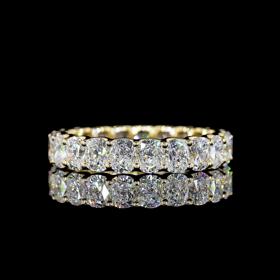 3.41 CTTW Cushion Brilliant Lab Grown Diamond Full Eternity Sz. 6.5 (E Color and VS Clarity)
