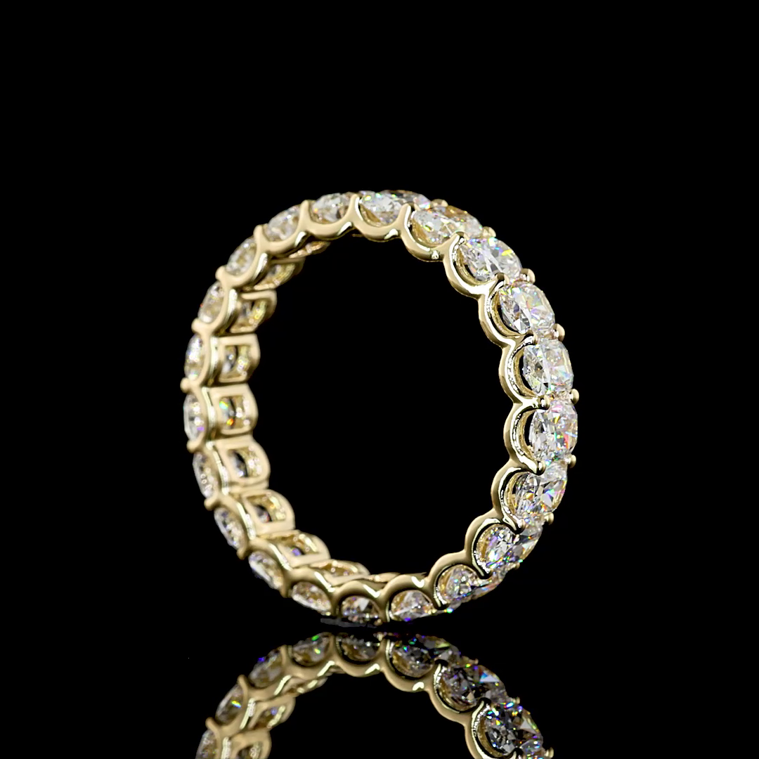 3.41 CTTW Cushion Brilliant Lab Grown Diamond Full Eternity Sz. 6.5 (E Color and VS Clarity)