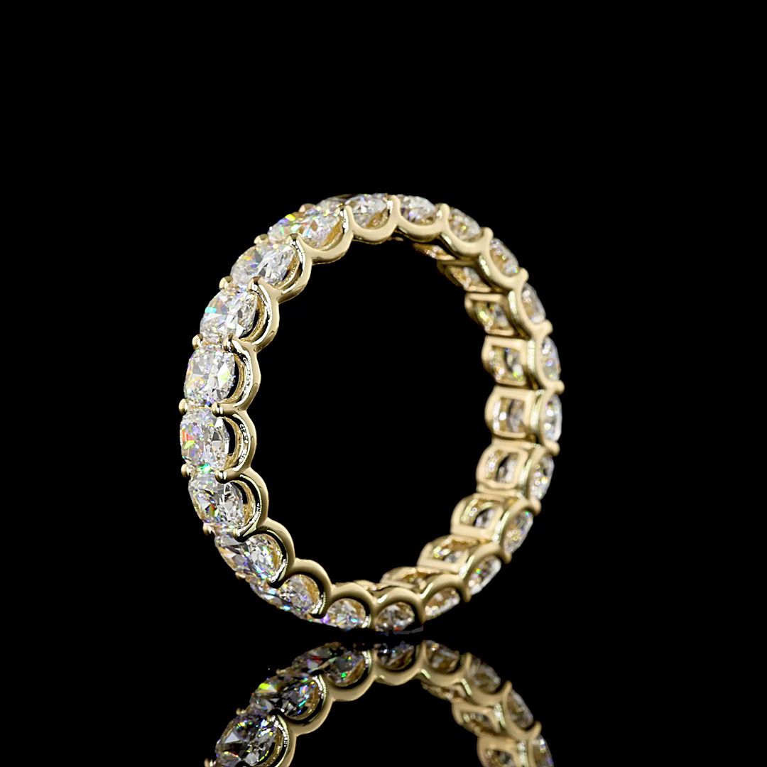 3.41 CTTW Cushion Brilliant Lab Grown Diamond Full Eternity Sz. 6.5 (E Color and VS Clarity)