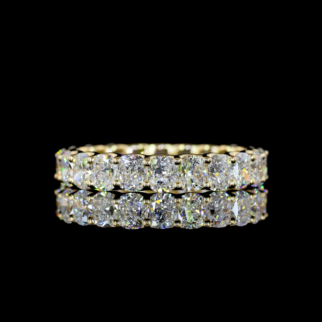3.56 CTTW Cushion Brilliant Lab Grown Diamond Full Eternity Sz. 7.5 (E Color and VS Clarity)