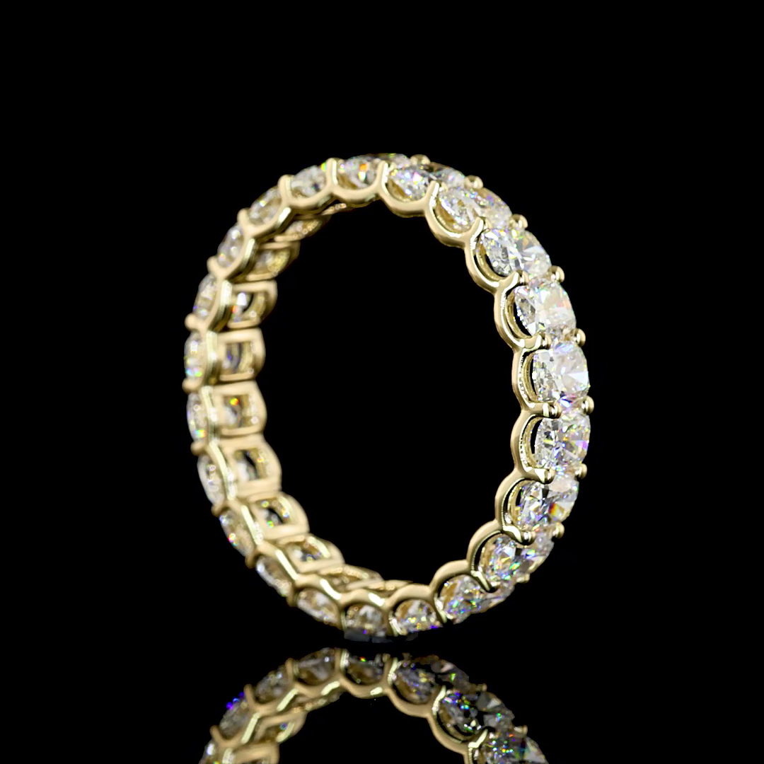 3.56 CTTW Cushion Brilliant Lab Grown Diamond Full Eternity Sz. 7.5 (E Color and VS Clarity)