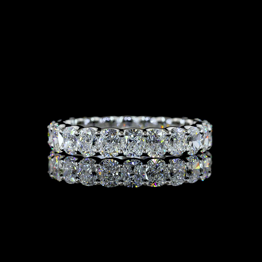 3.72 CTTW Cushion Brilliant Lab Grown Diamond Full Eternity Sz. 8 (E Color and VS Clarity)