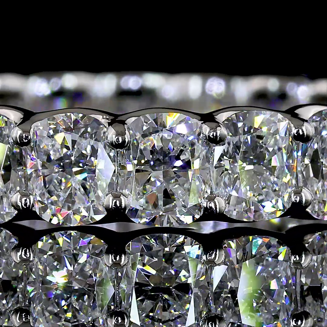 3.72 CTTW Cushion Brilliant Lab Grown Diamond Full Eternity Sz. 8 (E Color and VS Clarity)