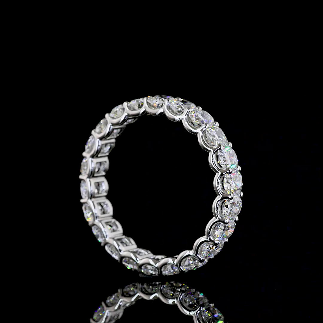 3.72 CTTW Cushion Brilliant Lab Grown Diamond Full Eternity Sz. 8 (E Color and VS Clarity)