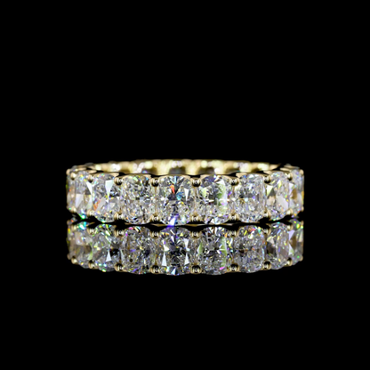 3.94 CTTW Cushion Brilliant Lab Grown Diamond Full Eternity Sz. 5.5 (E Color and VS Clarity)