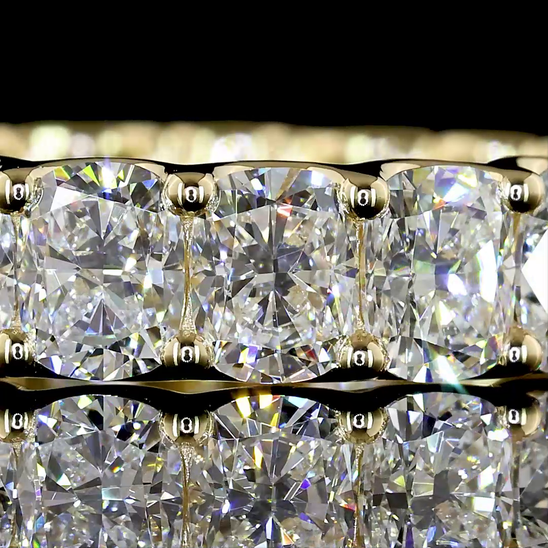 3.94 CTTW Cushion Brilliant Lab Grown Diamond Full Eternity Sz. 5.5 (E Color and VS Clarity)
