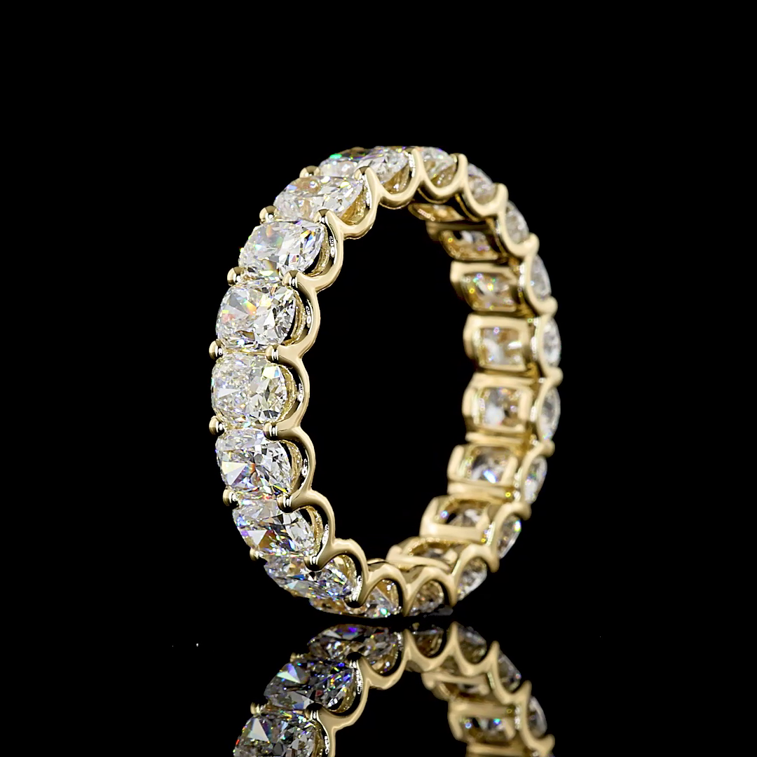 3.94 CTTW Cushion Brilliant Lab Grown Diamond Full Eternity Sz. 5.5 (E Color and VS Clarity)