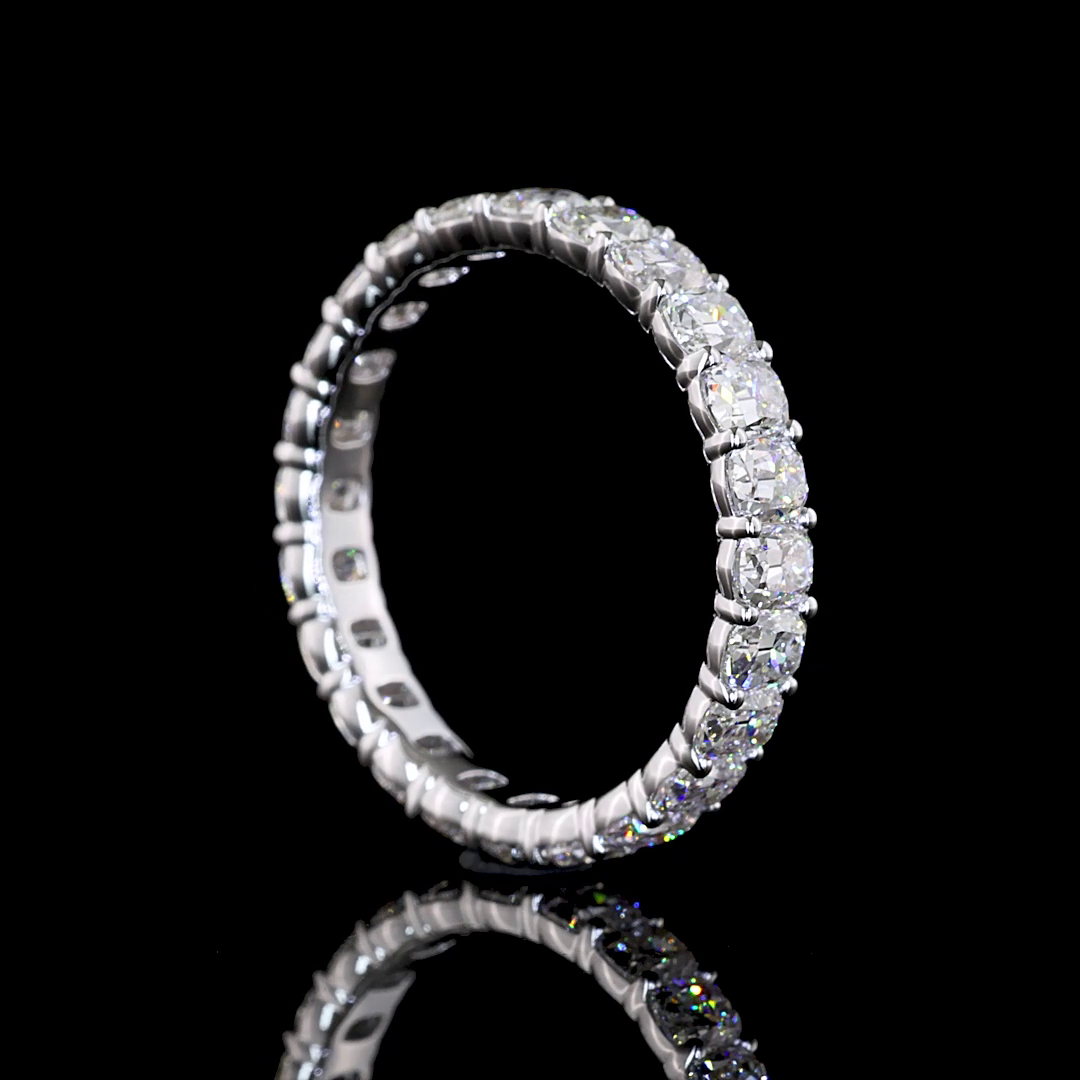 2.61 CTTW Antique Cushion Lab Diamond Full Eternity (E Color and VS Clarity)