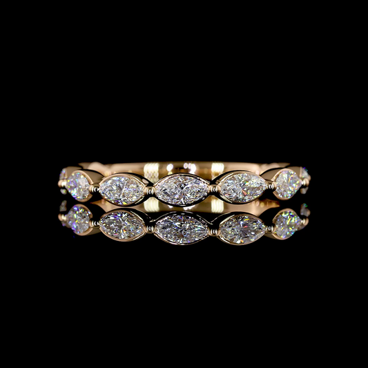 0.78 CTTW Marquise Lab Diamond 3/4 Eternity Band (E Color and VS Clarity)
