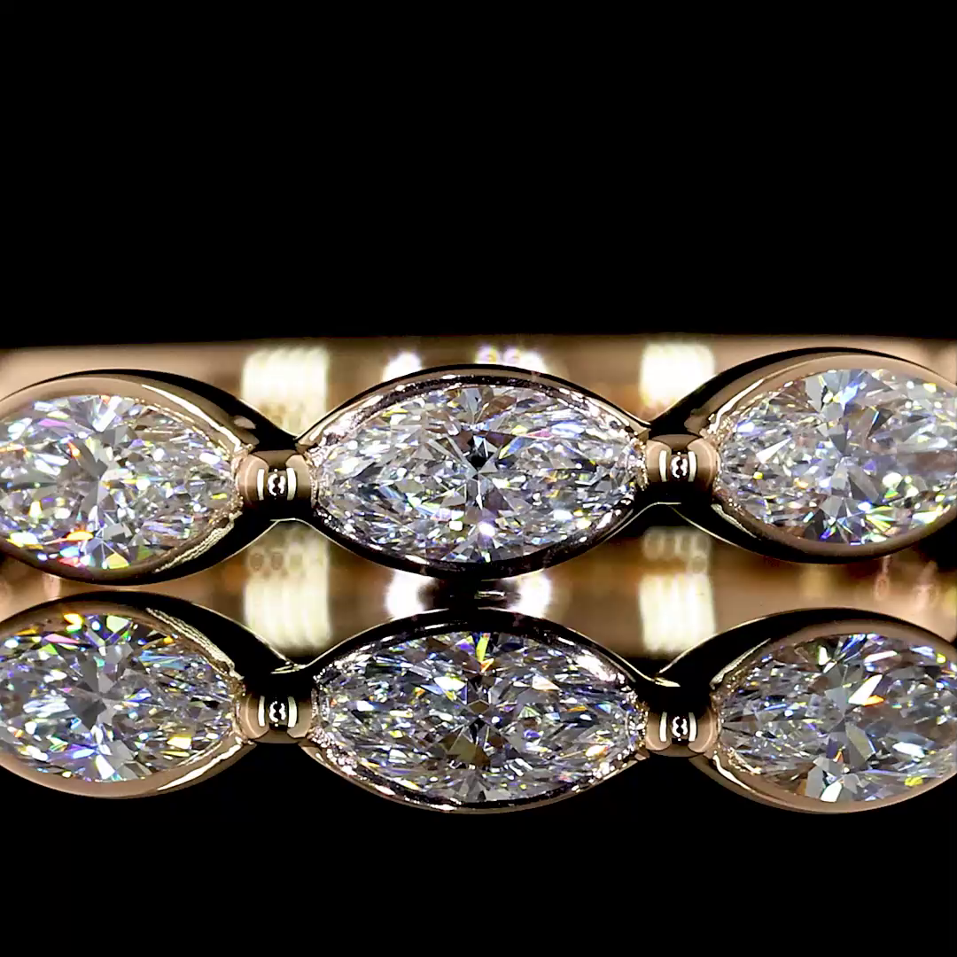 0.78 CTTW Marquise Lab Diamond 3/4 Eternity Band (E Color and VS Clarity)