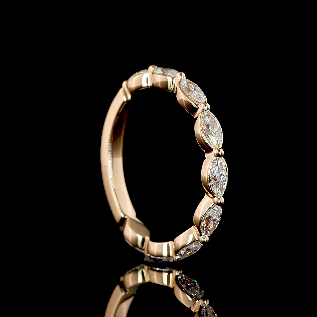 0.78 CTTW Marquise Lab Diamond 3/4 Eternity Band (E Color and VS Clarity)