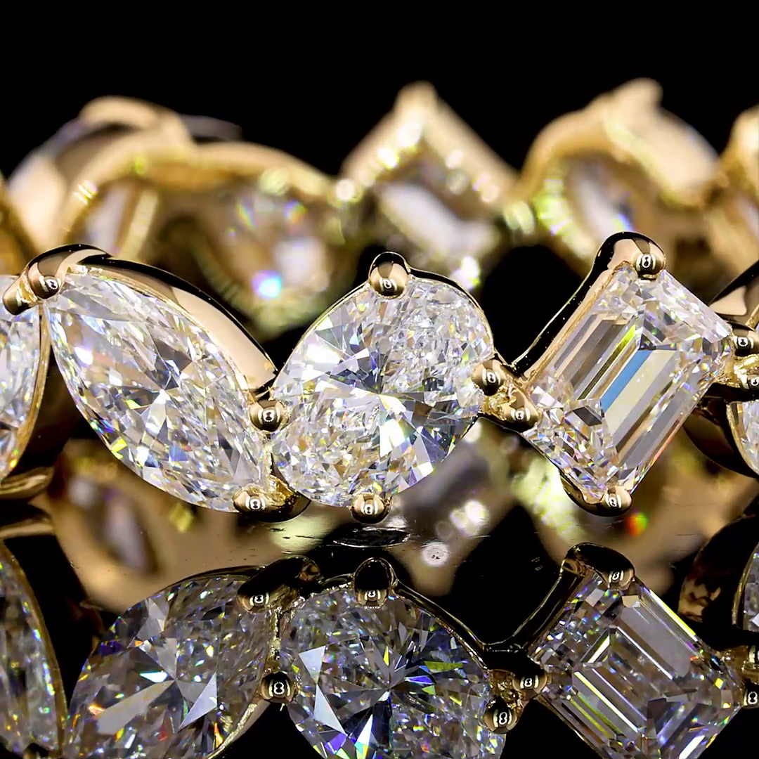 3.03 CTTW MIX Lab Diamond Full Eternity Sz. 6.5 14k Yellow Gold (F Color and VVS2 Clarity)