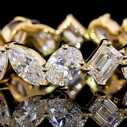 3.03 CTTW MIX Lab Diamond Full Eternity Sz. 6.5 14k Yellow Gold (F Color and VVS2 Clarity)