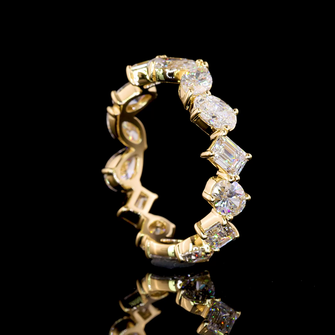 3.03 CTTW MIX Lab Diamond Full Eternity Sz. 6.5 14k Yellow Gold (F Color and VVS2 Clarity)