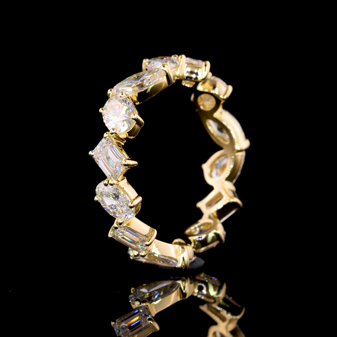 3.03 CTTW MIX Lab Diamond Full Eternity Sz. 6.5 14k Yellow Gold (F Color and VVS2 Clarity)