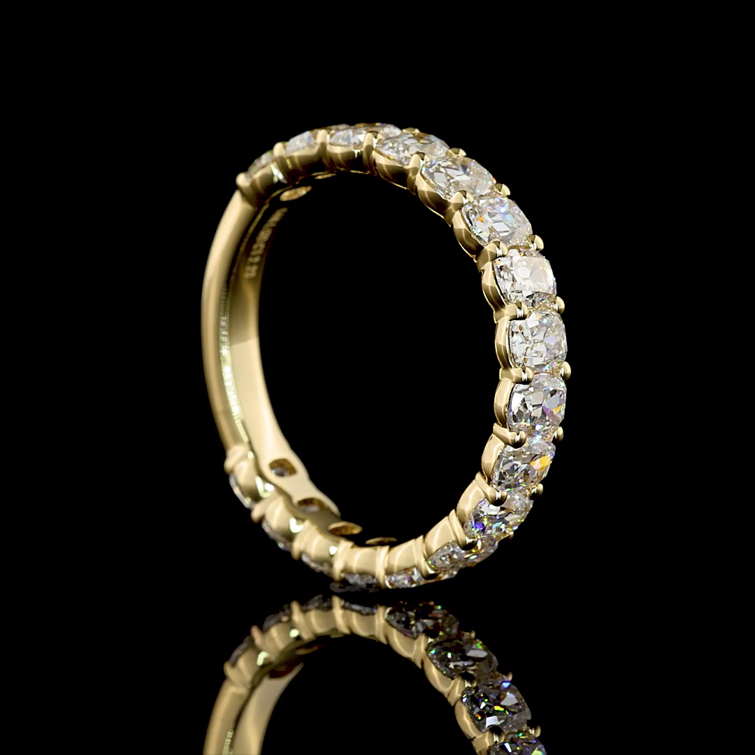 2.20 CTTW Antique Cushion Lab Diamond 3/4 Eternity Band (E Color and VS Clarity)