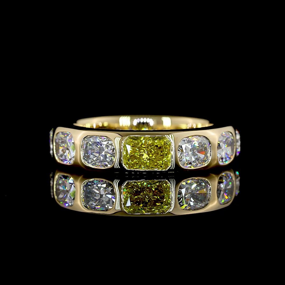 3.71 CTTW Cushion Brilliant Lab Grown Diamond 3/4 Eternity Band Sz. 6.5 (E Color and VS Clarity)