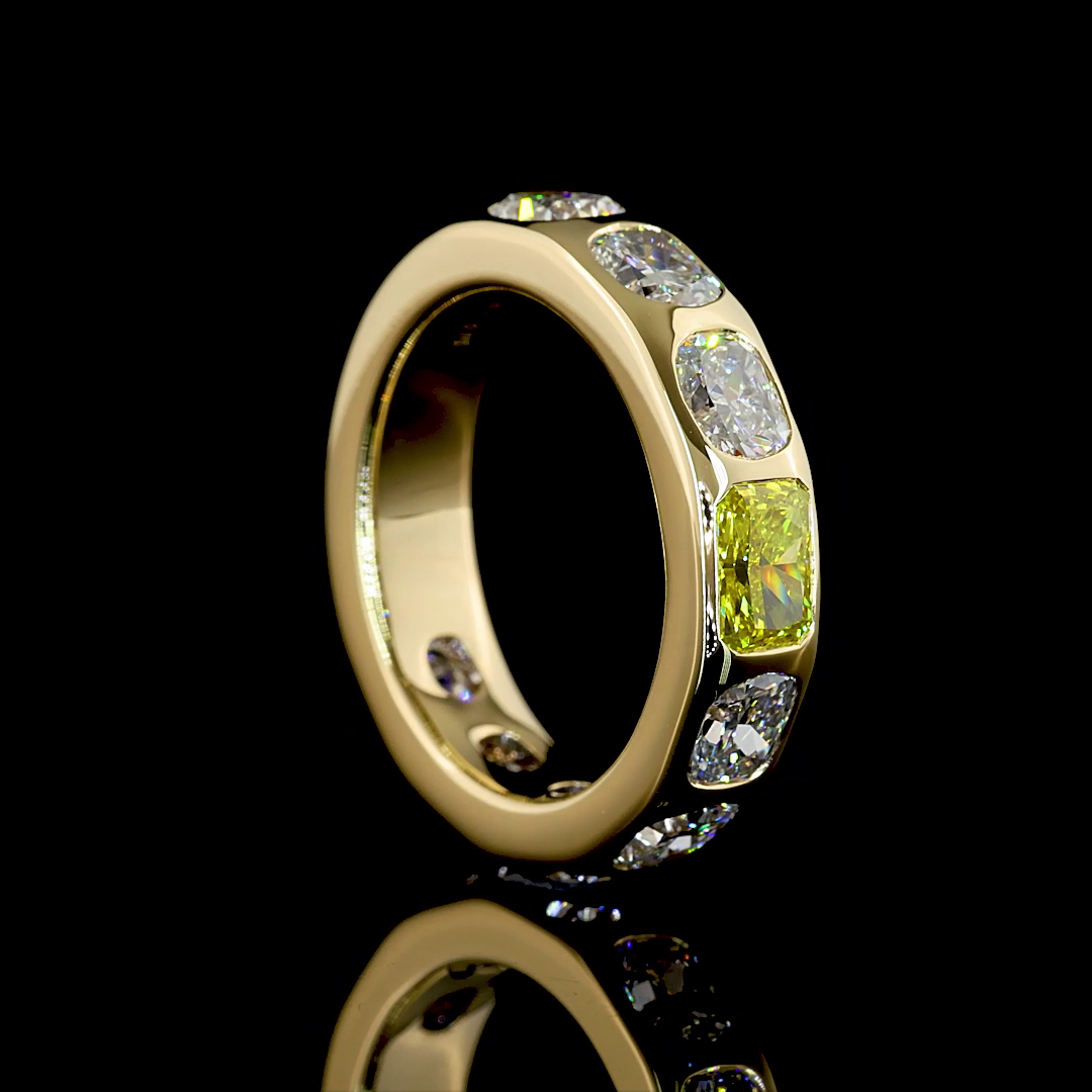 3.71 CTTW Cushion Brilliant Lab Grown Diamond 3/4 Eternity Band Sz. 6.5 (E Color and VS Clarity)