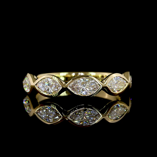 1.19 CTTW Marquise Lab Diamond 5 Stones Eternity Band (E Color and VS Clarity)