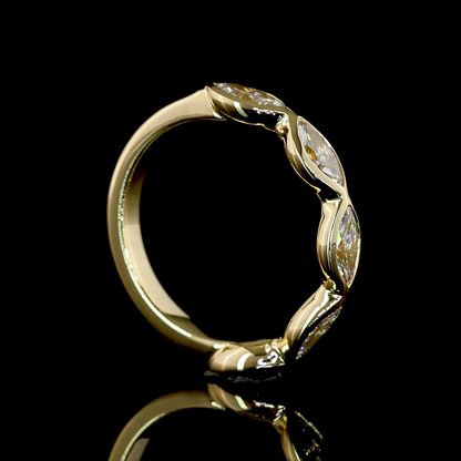 1.19 CTTW Marquise Lab Diamond 5 Stones Eternity Band (E Color and VS Clarity)