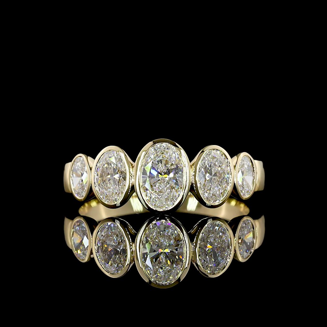 1.49 CTTW Oval Lab Diamond 5 Stones Eternity Band (E Color and VS1 Clarity)