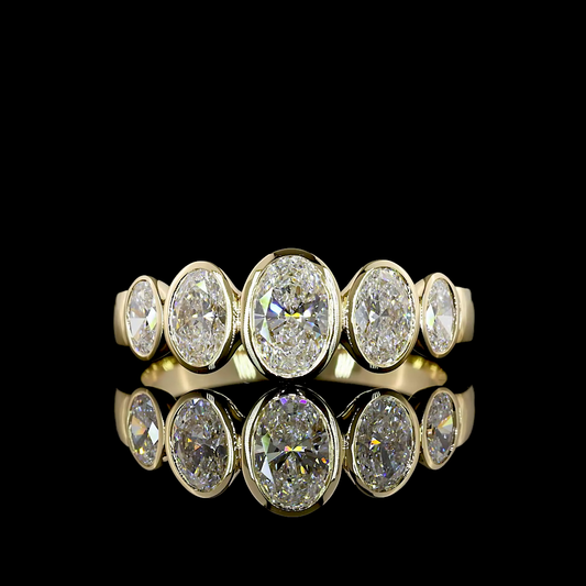 1.49 CTTW Oval Lab Diamond 5 Stones Eternity Band (E Color and VS1 Clarity)
