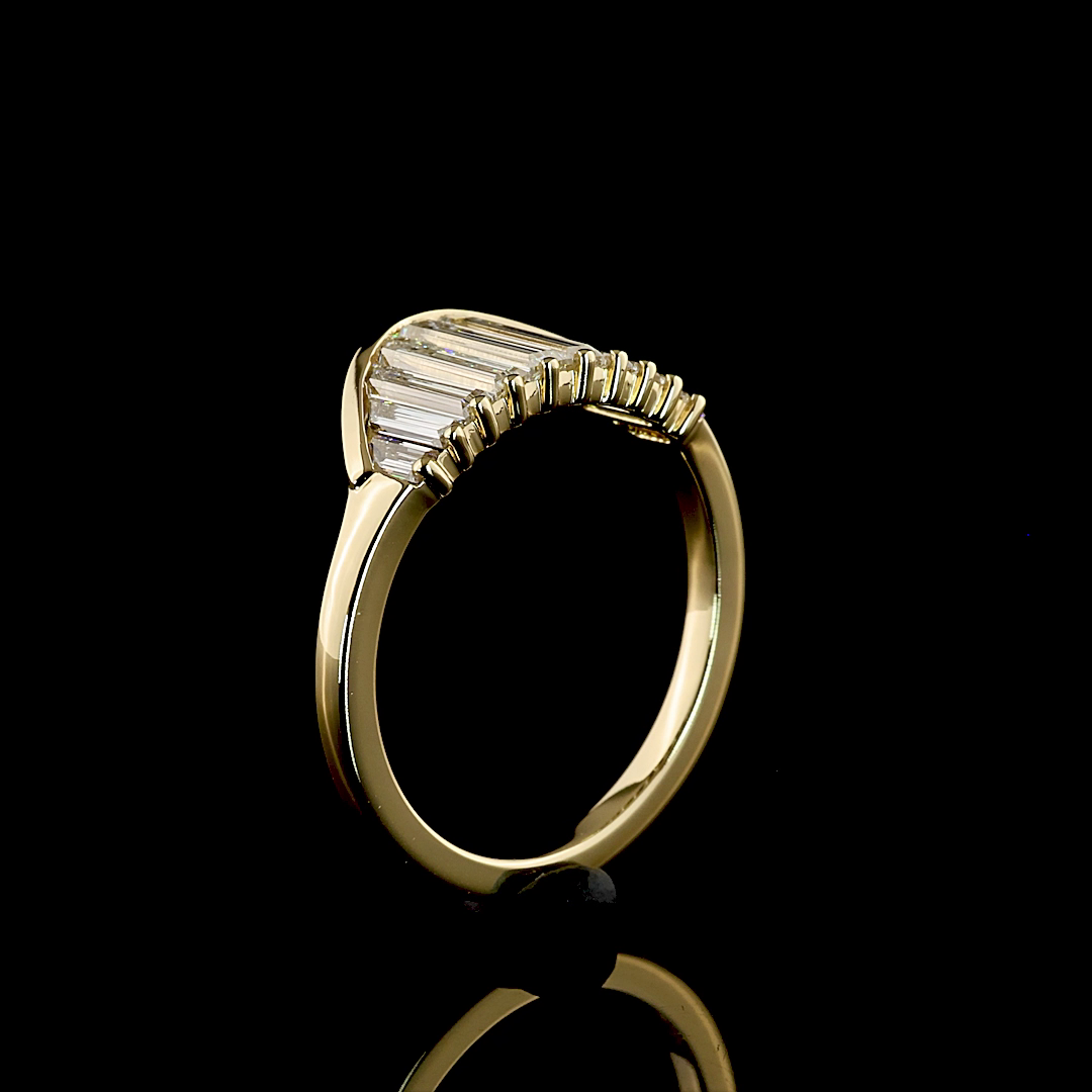 1.19 CTTW Trapper Baguette Lab Diamond Half Eternity Eternity Band (E Color and VS Clarity)