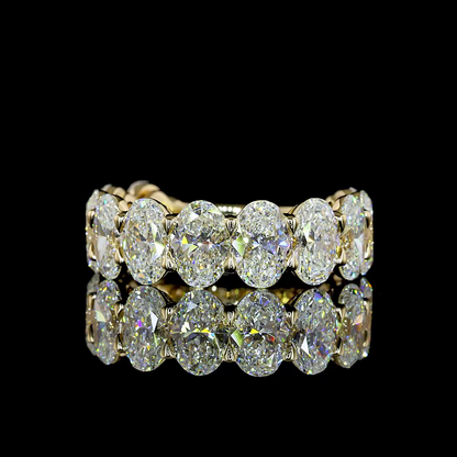 6.35 CTTW Oval Lab Diamond 3/4 Eternity Band (F Color and VVS2 Clarity)