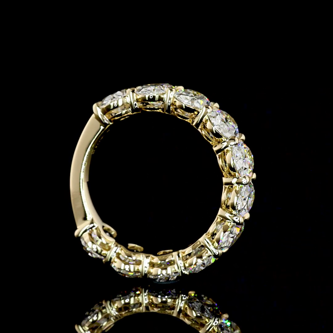 6.35 CTTW Oval Lab Diamond 3/4 Eternity Band (F Color and VVS2 Clarity)