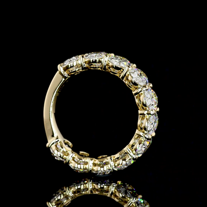 6.35 CTTW Oval Lab Diamond 3/4 Eternity Band (F Color and VVS2 Clarity)