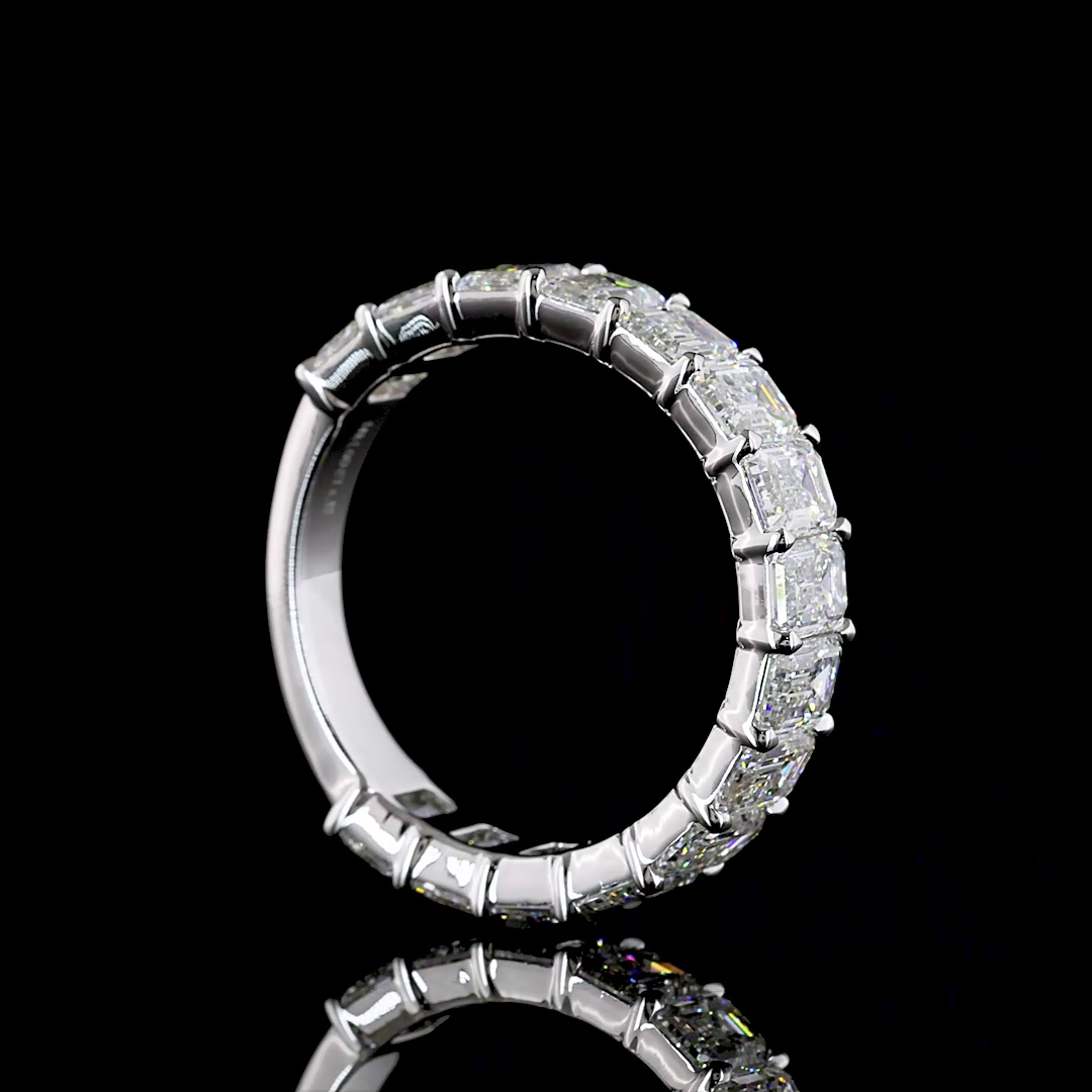 4.13 CTTW Emerald Lab Grown Diamond 3/4 Eternity Band Sz. 6.5 (E Color and VS1 Clarity)