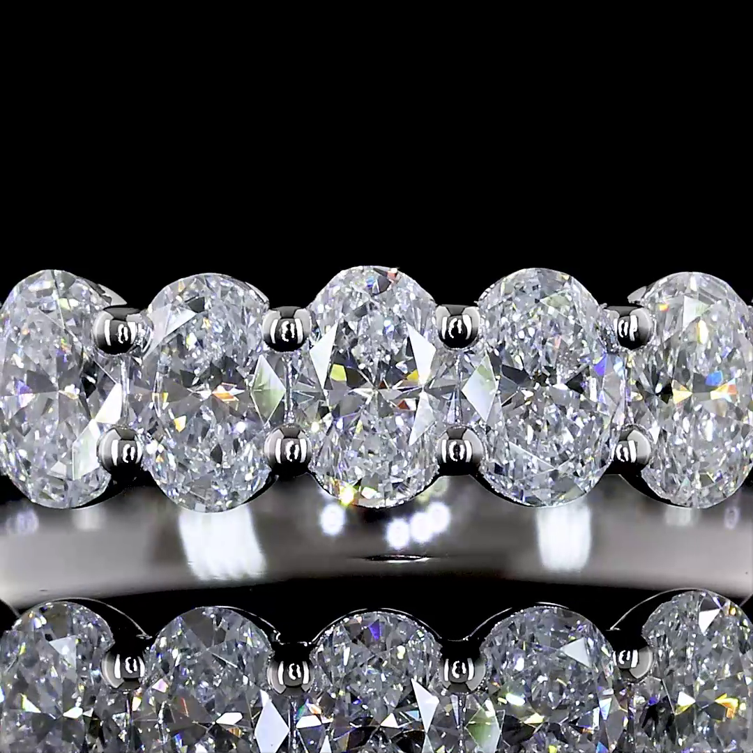 1.01 CTTW Oval Lab Diamond 3/4 Eternity Band (F+ Color and VS+ Clarity)