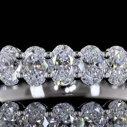 1.01 CTTW Oval Lab Diamond 3/4 Eternity Band (F+ Color and VS+ Clarity)